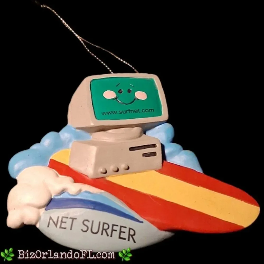 VINTAGE Midwest of Cannon Falls NET SURFER Christmas Ornament COMPUTER Nerd Geek